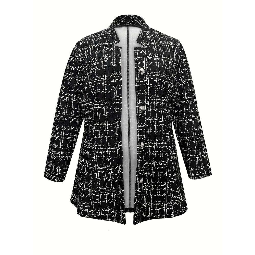 Plus Size Elegant Long Sleeve Button Front Coat, Women's Outerwear