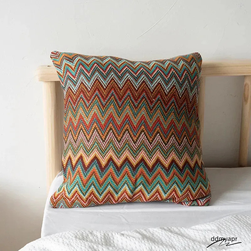 Boho Flocking Knitted Cushion Cover Soft Orange Green ddmyApr Home Living Pillow Case