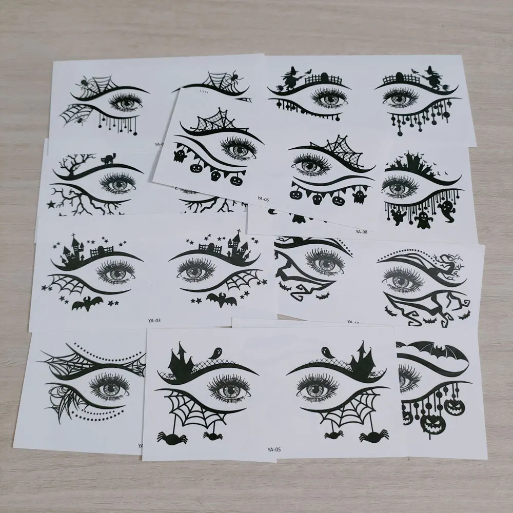 10pcs Halloween Makeup Temporary Tattoo Stickers Waterproof Eye Decoration Tattoo 251015