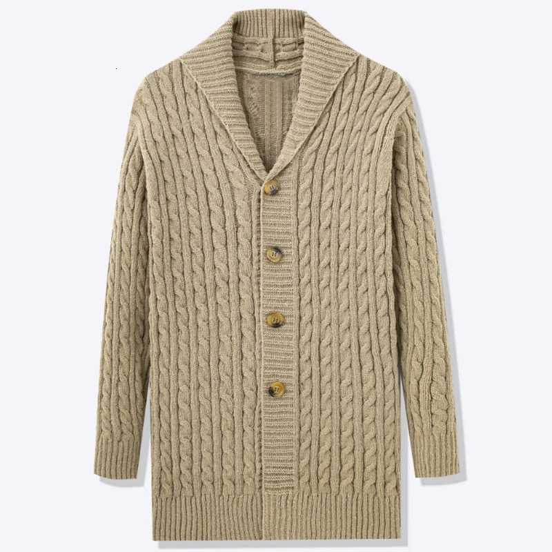 British Retro Mens Jacquarded Lengthen Cardigan Jackets Casual Fashion Long Sleeve Sweater Coats Premium Quality Knitwear 251015