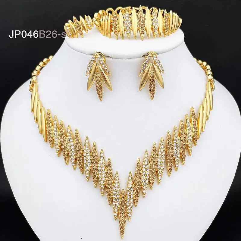 Fashion Jewelry Sets Gold Color Necklace And Earrings For Women 4 Pieces Jewelry Set 251016