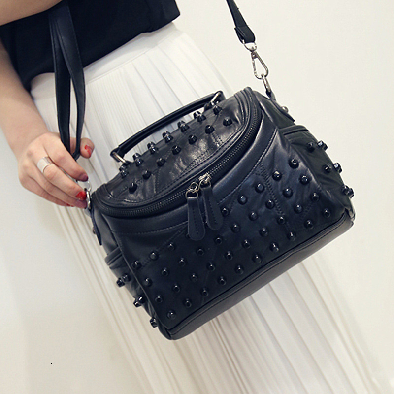 Luxury Brand Designer Bag Sheepskin Women's Bag Trendy Rivet Small Square Bag New Korean Style Single Shoulder Crossbody Bag Soft Leather Women&#