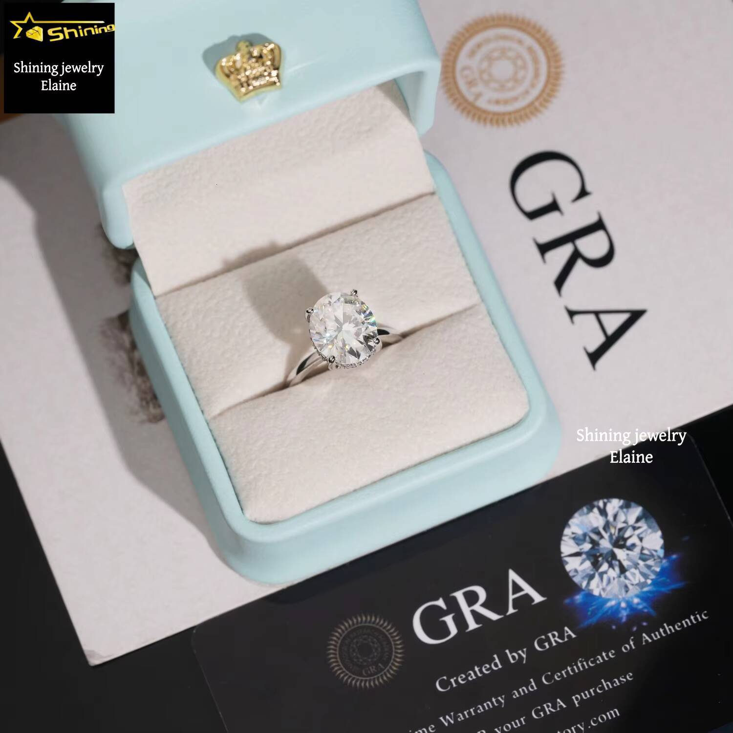 Gra Certificate Fashion Jewelry Rings Women Diamond D Color Vvs Moissanite Sterling Silver 925 Ring