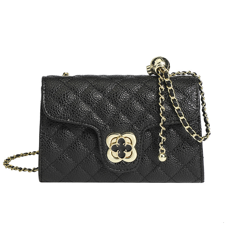Luxury Brand Designer Bag 2024 New Niche Four-Leaf Clover Gold Ball Style Quilted Chain Bag Versatile Ins Single Shoulder Crossbody Underarm Bag