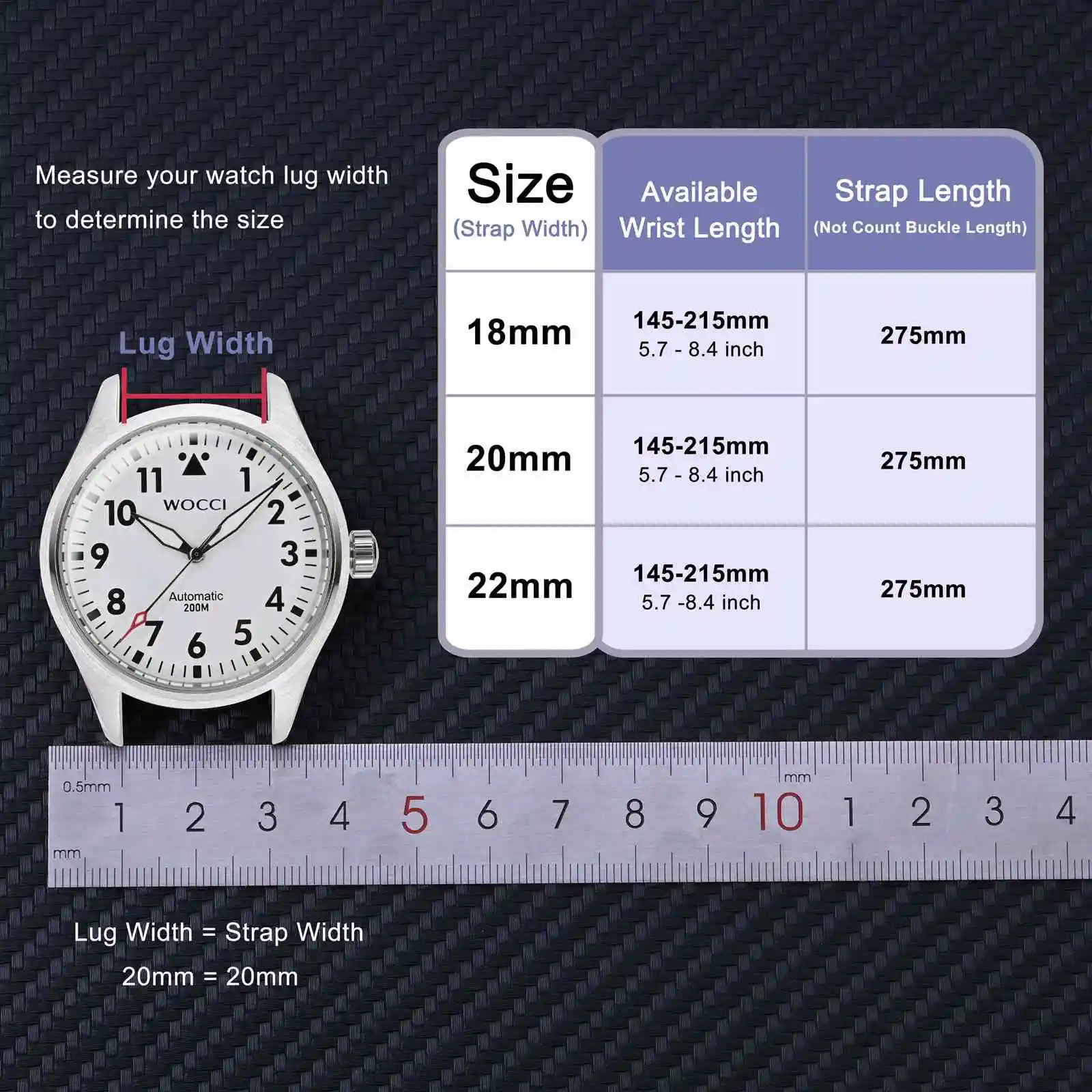 WOCCI Vintage Leather Watch Band Onepiece Strap for Men Top Grain Leather Brushed Hardware Band Width 18mm 20mm 22mm 251016