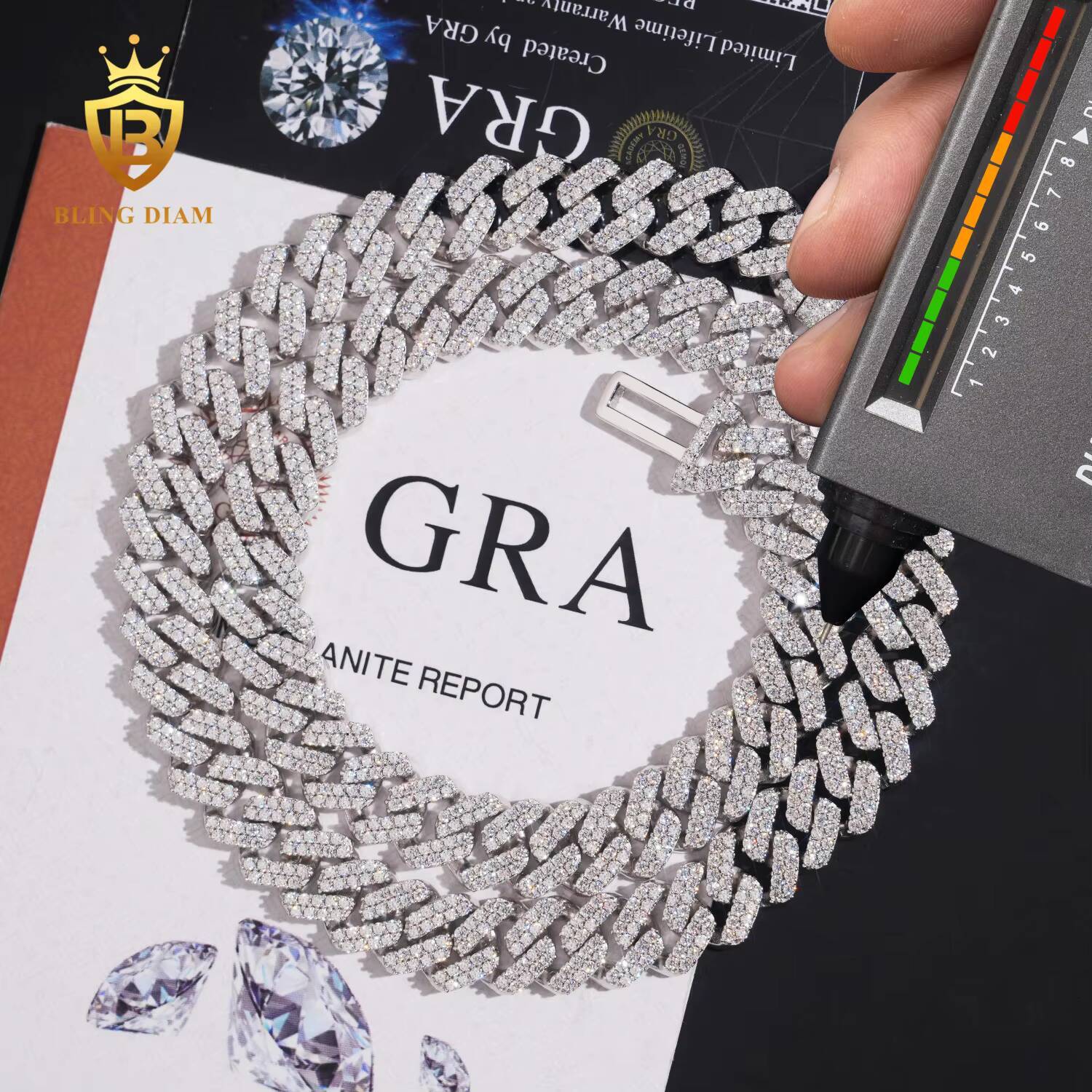 Hot Sale Moissanite Miami Hip Hop 925 Sterling Silver Iced Out 13MM Moissanite Diamond Men Necklace Cuban Link Chain