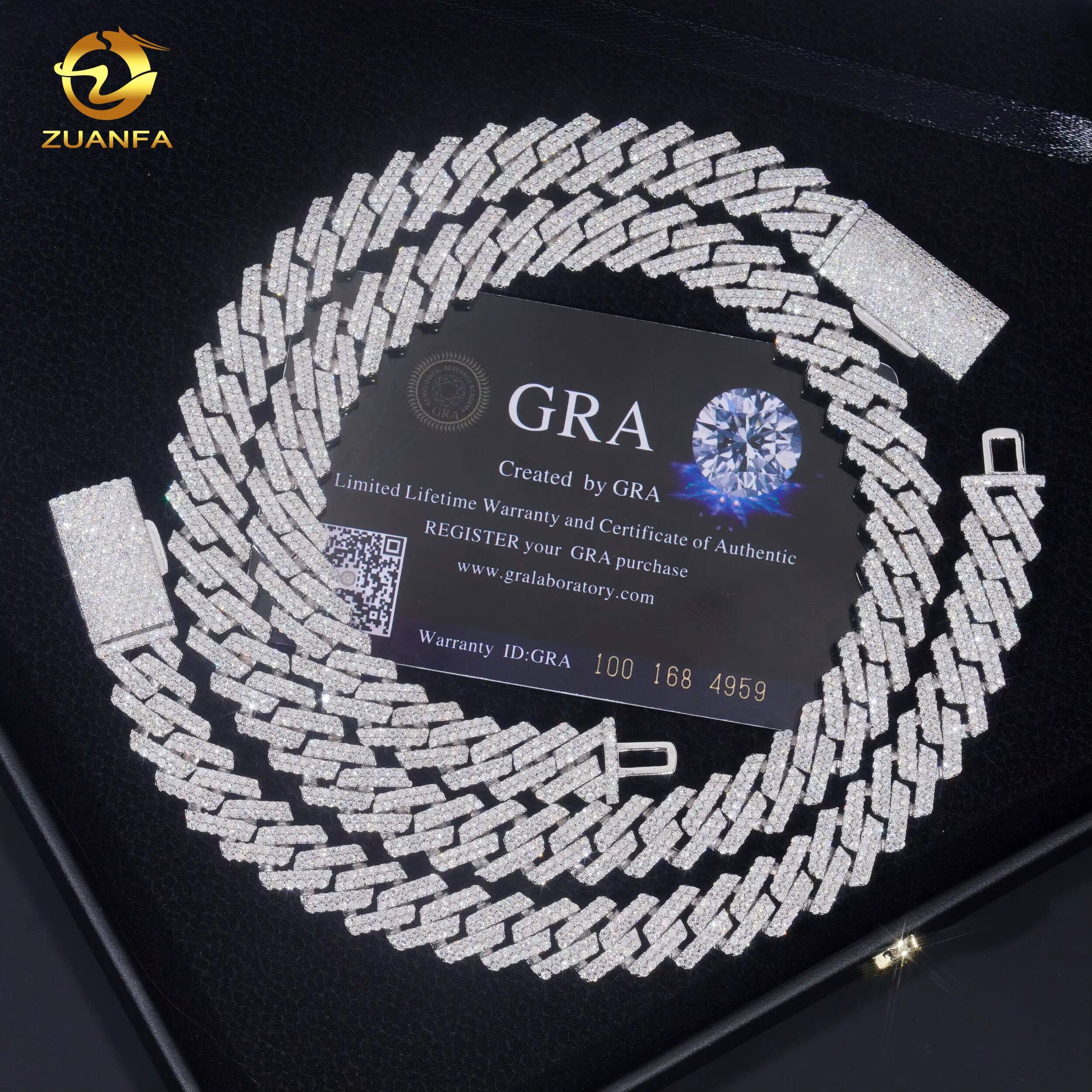 12mm Custom Hip Hop Rapper Jewelry Necklace Men Diamond Iced Out Cuban Link Chain 925 Silver VVS Moissanite Necklace Bracelet