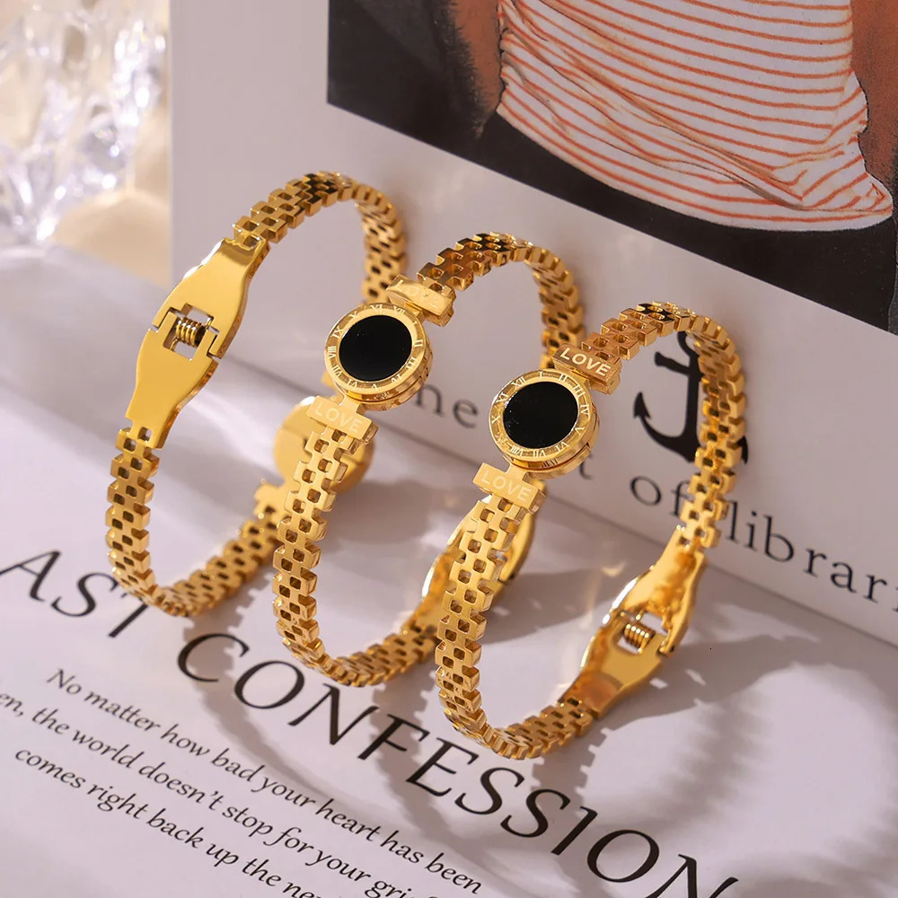 1PC Mens and Womens Fashion Roman Digital Stainless Steel Bracelet for Date Travel Banquet Party Festival Dressing Gifts 251014