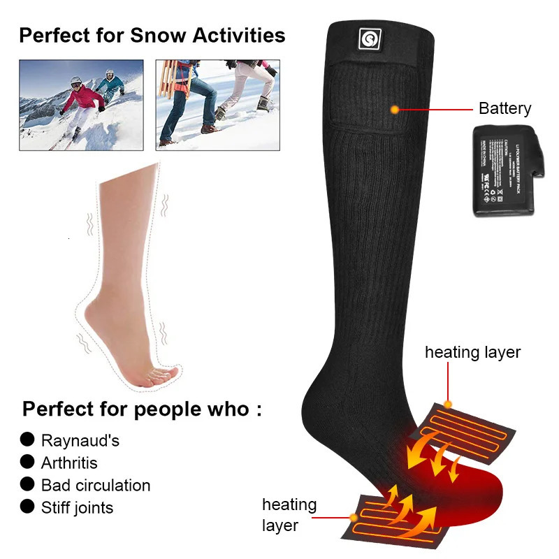 Savior Winter Heated Socks Rechargeable Heating Socks for 2200mah Heated Socks Warmth Outdoor Heated Boots Snowmobile Winter Ski 251009