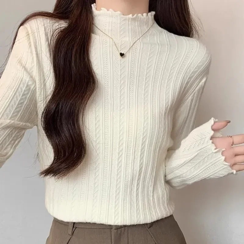 Autumn Winter chic Bottom Sweaters Women Fashion Turtleneck Pullover Slim Long Sleeve Knitted Jumpers Soft Warm Pull Femme Top 251014
