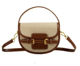 Luxury Brand Designer Bag Semicircular Handheld Saddle Bag For Women, Fashionable Color-Block Korean Style, Niche Design, Patchwork Commuter Shoulder 