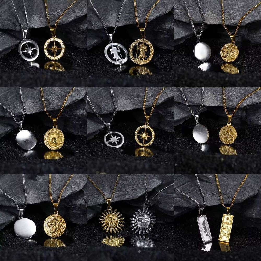 Waterproof Pendant Exquisite Gold-Plated Fashion sterling silver Rope Chain Compass Cross Necklace