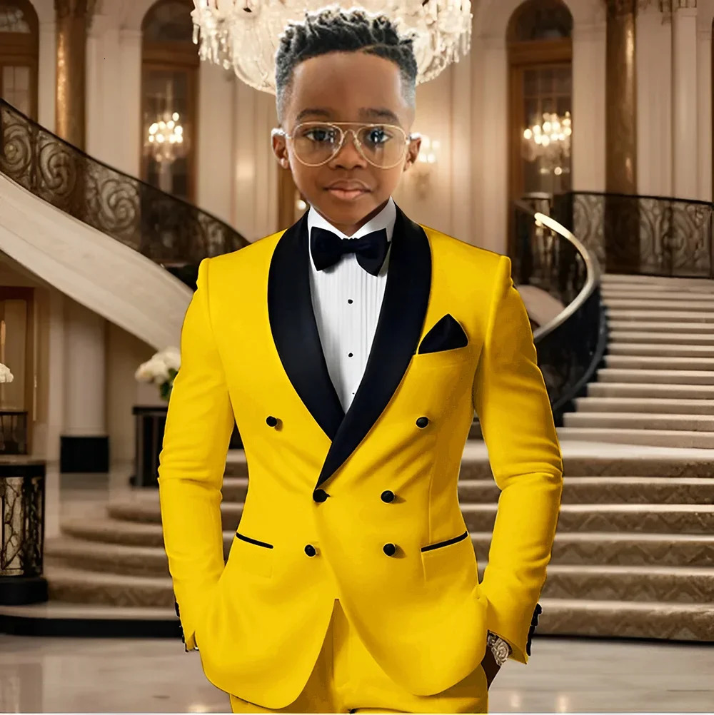 Boy Suits for Wedding Tuxedos with Black Shawl Lapel Double Breasted Mint Kids Wear Two Pieces Slim Flit Prom Party Blazer 251017