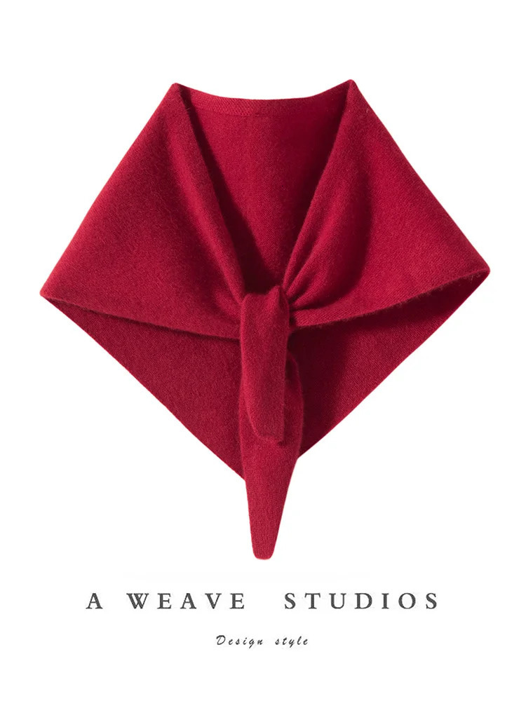 CHICUU Women 100 Cashmere Scarf Spring Autumn Triangular Scarf Cashmere Knitwear Grace Simple Style Scarf Pure Color 251016
