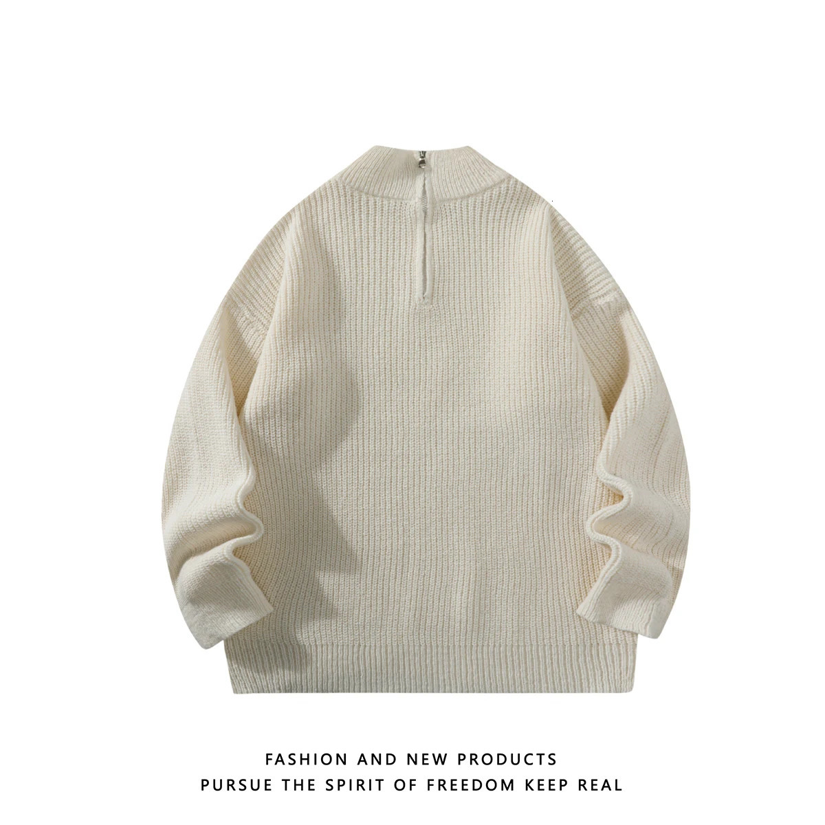 Halfheight zipper sweater mens 2025 autumn and winter pullover Hong Kong style couple loose standup collar top 251015