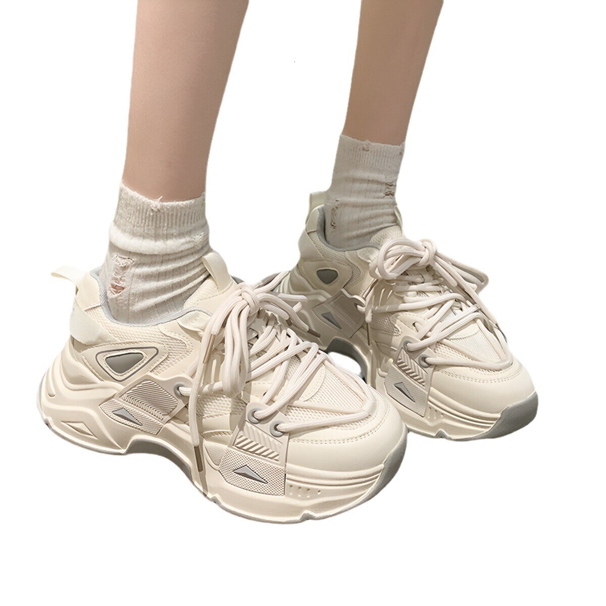 New women's sports shoes with wool lining for warmth, black and white straps, fashionable soft sole, anti slip, designer children's shoes