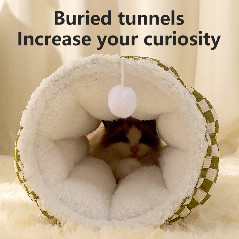 Unnel Cat Bed & Mat 2-in-1: Multi-size customizable. Made of lamb wool-like fabric, it is a winter warm, removable and washable dog bed & mat. Product