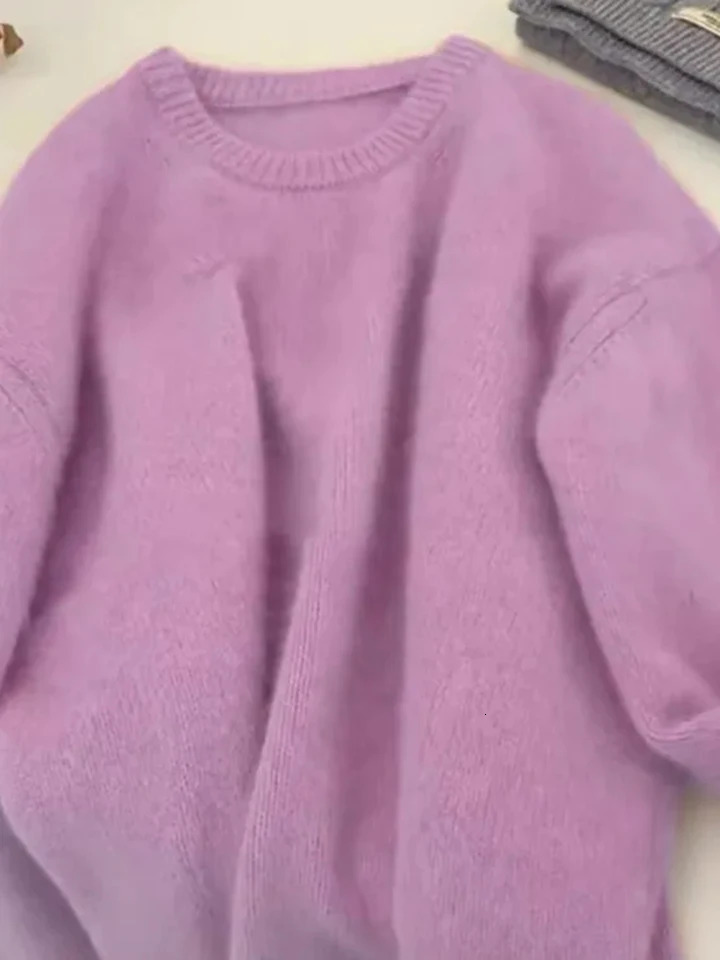 Autumn O Neck Knitted Sweaters Women Winter Soft Warm Casual Solid Pullovers Y2K Loose Simple All Match Female Jumpers 251015