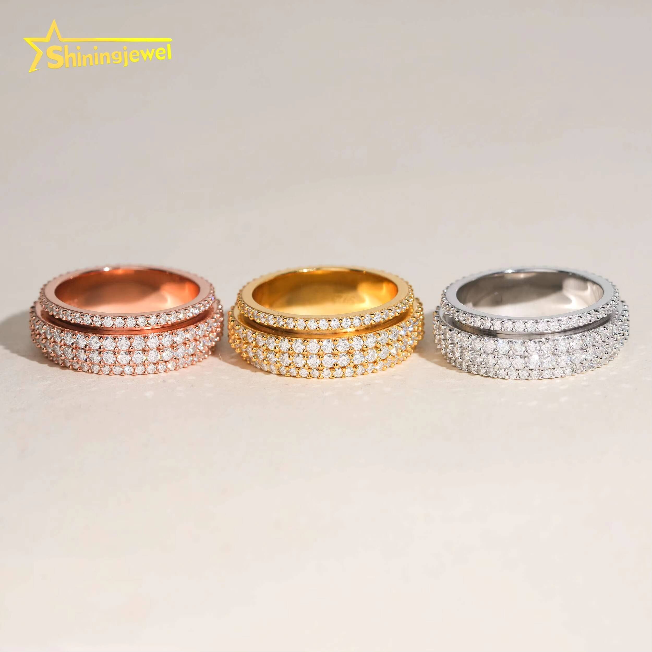 Iced Out Ring 925 Silver Moissanite Diamond Pass Diamond Tester Hip Hop Moissanite Rings Hip Hop Jewelry for Men