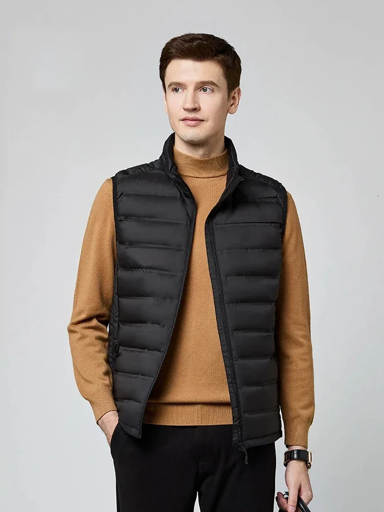 90White Duck Down Winter Couple Vest Sleeveless Puffer Jacket Graphene Liner Stand Collar Warm Gilet Coats Big Size 8XL 251015