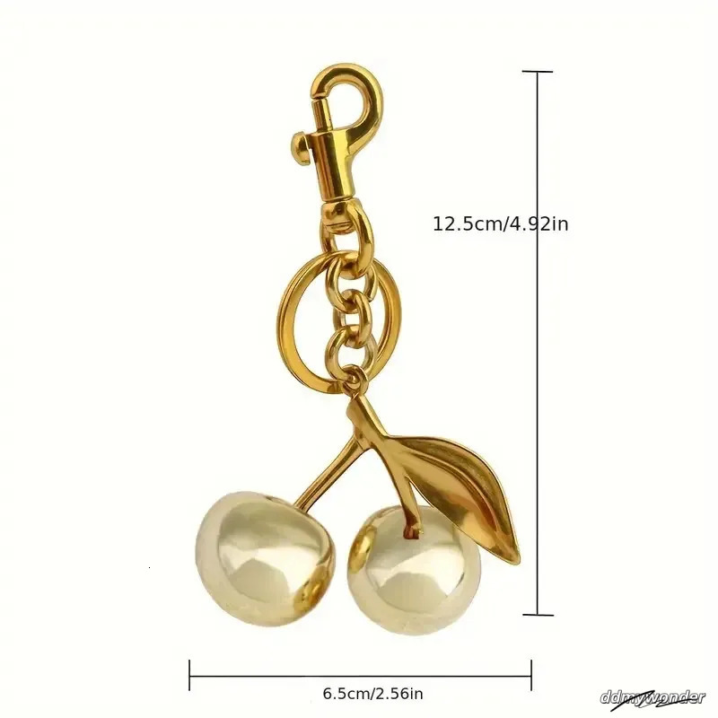 Elegant Cherry Keychain Charm - Shiny Resin And Metal Bag Accessory For Women's Purse Or Handbag Ddmywonder
