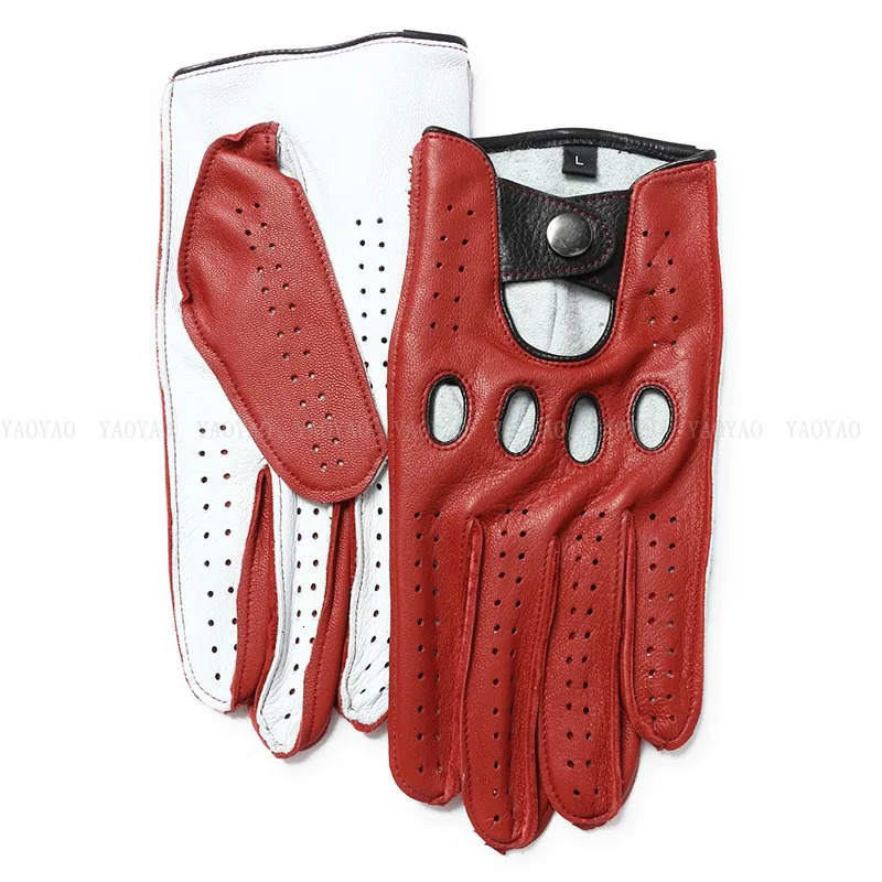 High Quality Mens Genuine Leather Gloves Lambskin Gloves Fashion Men Breathable Driving Gloves for Male Mittens 251015