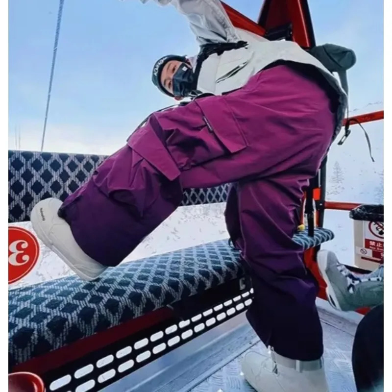 Warm Thickened Ski Pants for Women and Men Violet Skiing Trousers Waterproof American Style Snowboarding Pants 251011