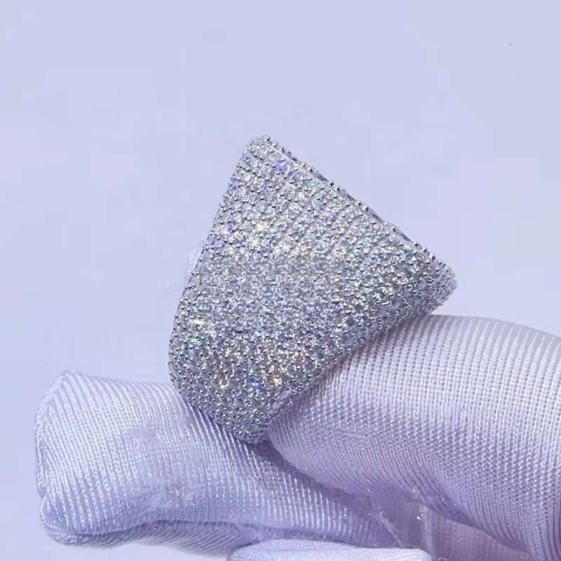 Hot Sell Drop Shipping White Gold Iced Out GRA Moissanite Diamond Ring for Men