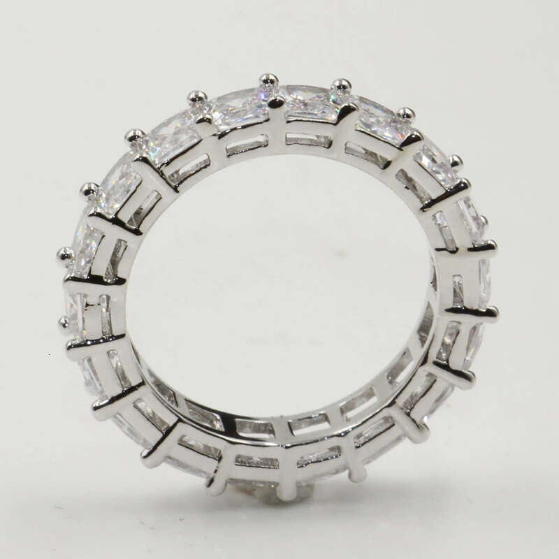 Rulalei Brand Stunning Jewelry Sterling Sier Princess Cut Full White Topaz CZ Dia Gemstones Women Wedding Finger Ring Gift