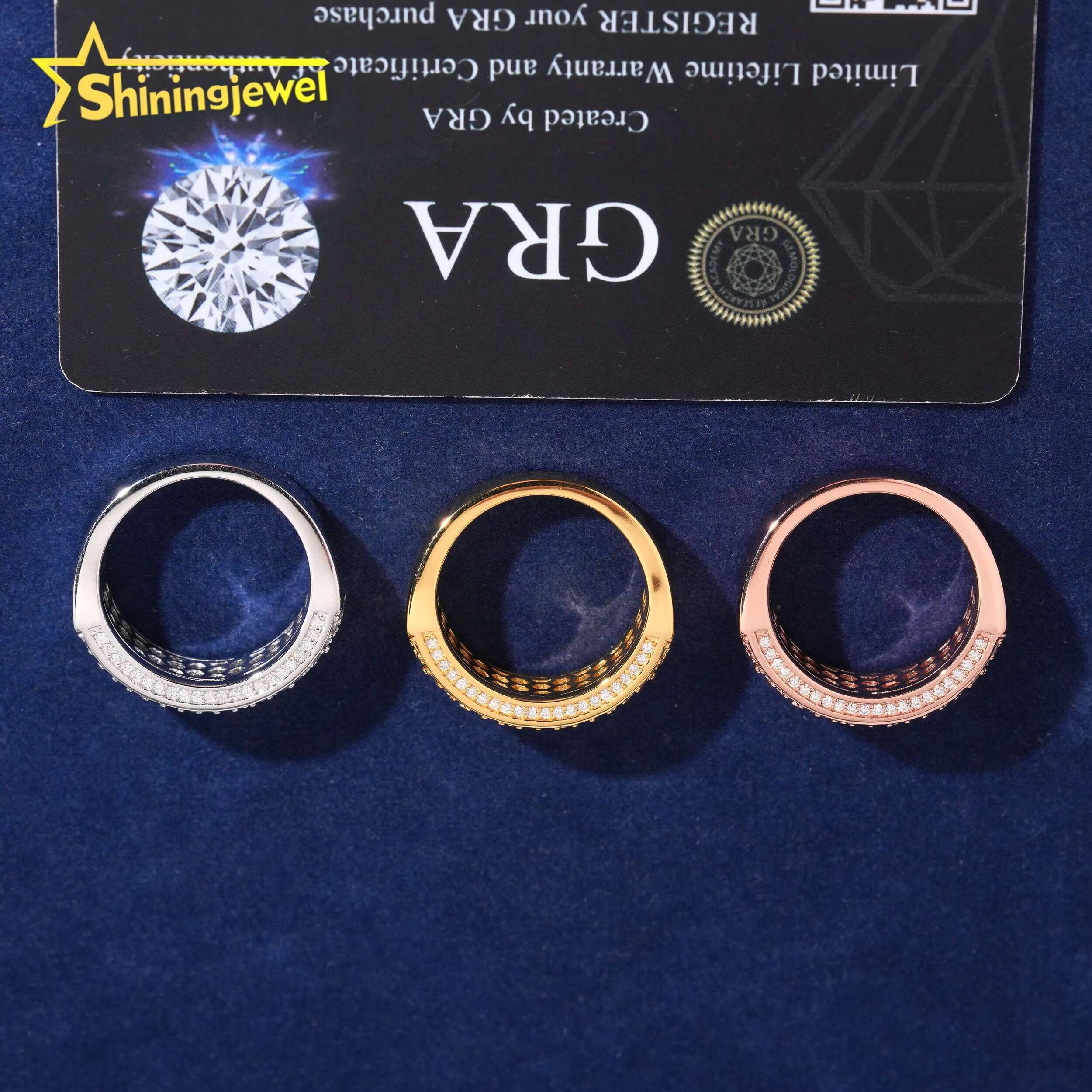 925 Silver Custom Fashion Hip Hop Style Iced Out Moissanite Men Ring VVS Moissanite Jewelry Diamond Band Rings