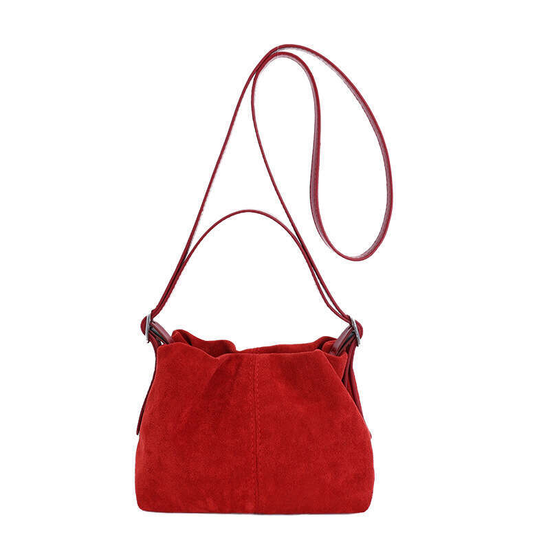 Designer Bag Shoulder Bag Luxury Bag 2025 New Korean Version INS Red Suede Drawstring Bucket Simple Versatile Commuter Shoulder Crossbody