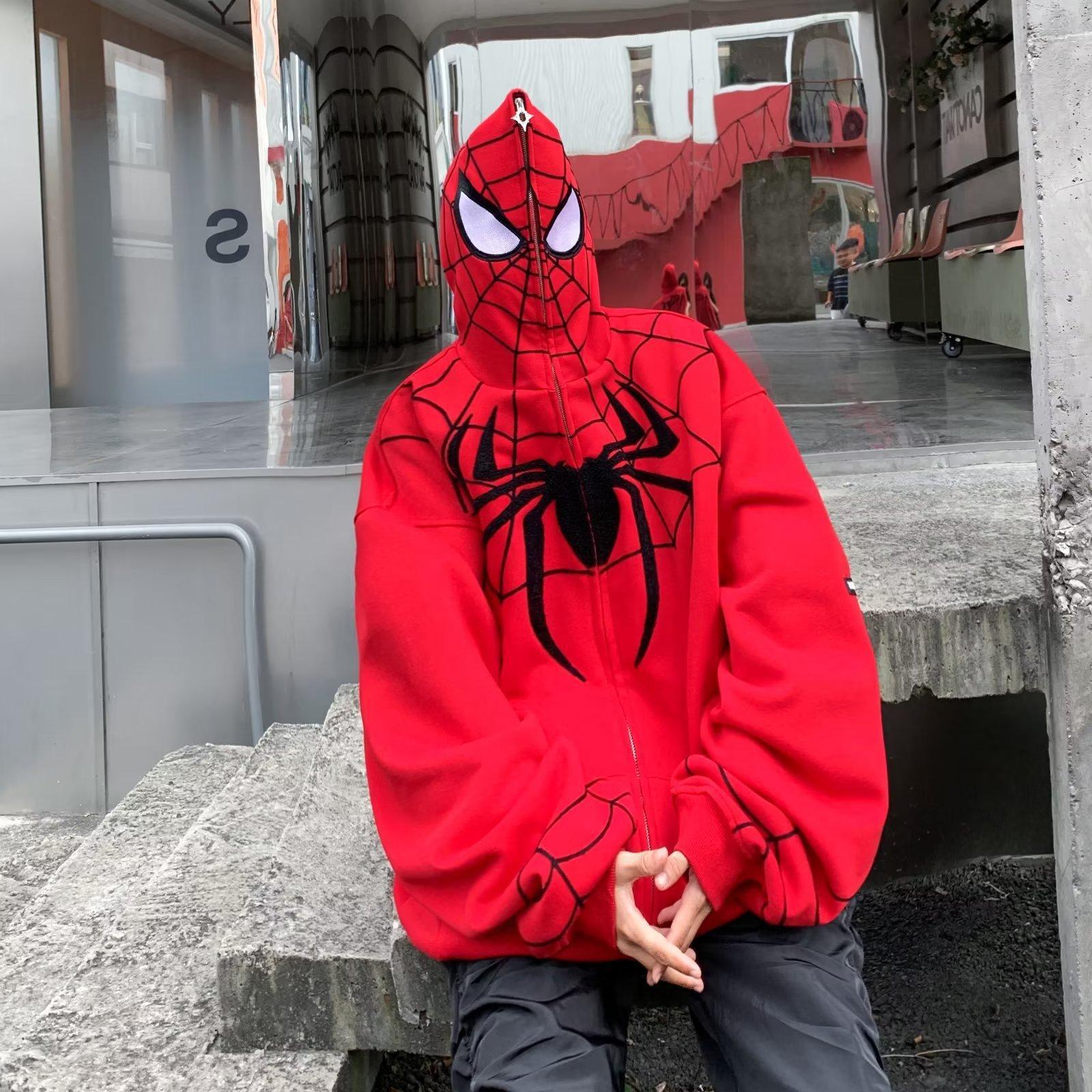 2025 Autumn New Hip Hop Spider Man Sportswear Couple Fashion American Designer Niche Hoodie Fashion Hot Selling Open Top