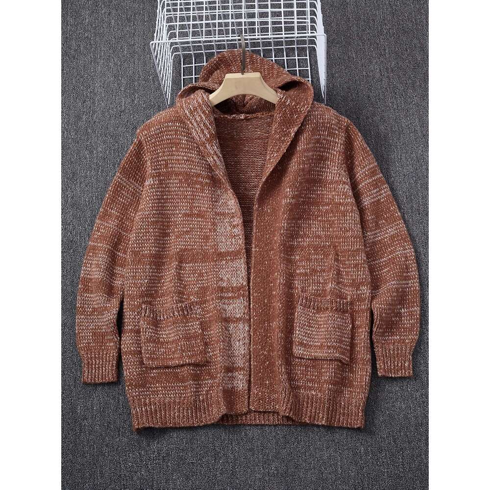 Plus Size Knit Hooded Sweater, Stylish Cardigan Coat For Spring Fall Winter, Men's Clothing