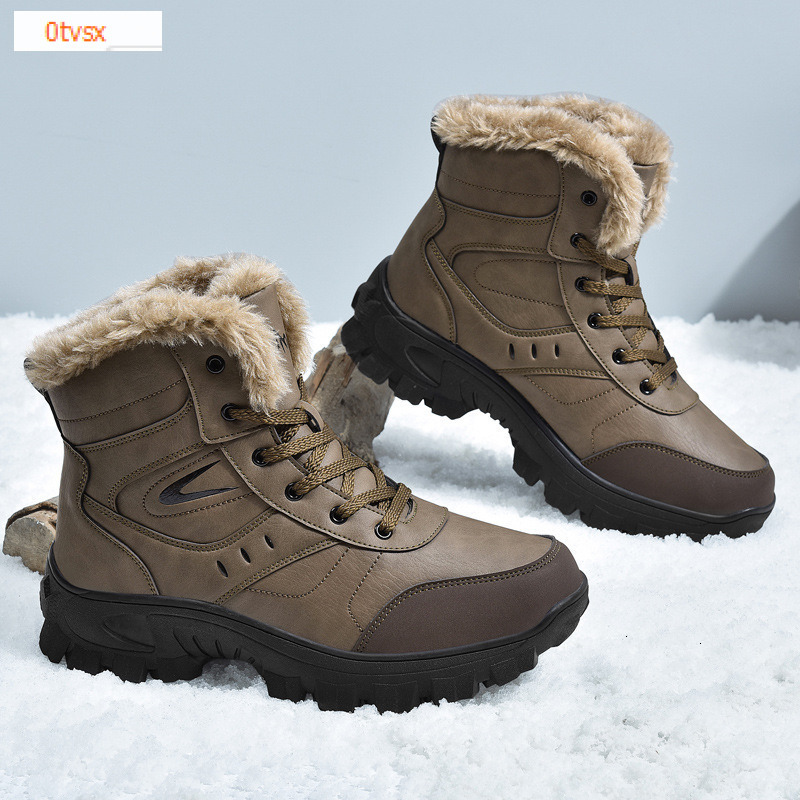 European and American plus size autumn and winter snow boots men's outdoor leisure shoes wool lining warm shoes designer shoes soft sole thick co