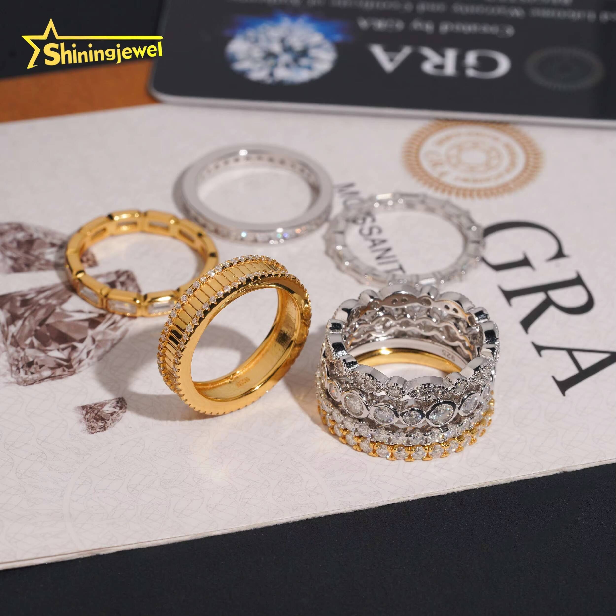 Wholesale Price GRA Moissanite Wedding VVS Pass Diamond Test Gold Plated 925 Sliver Engagement Rings for Women