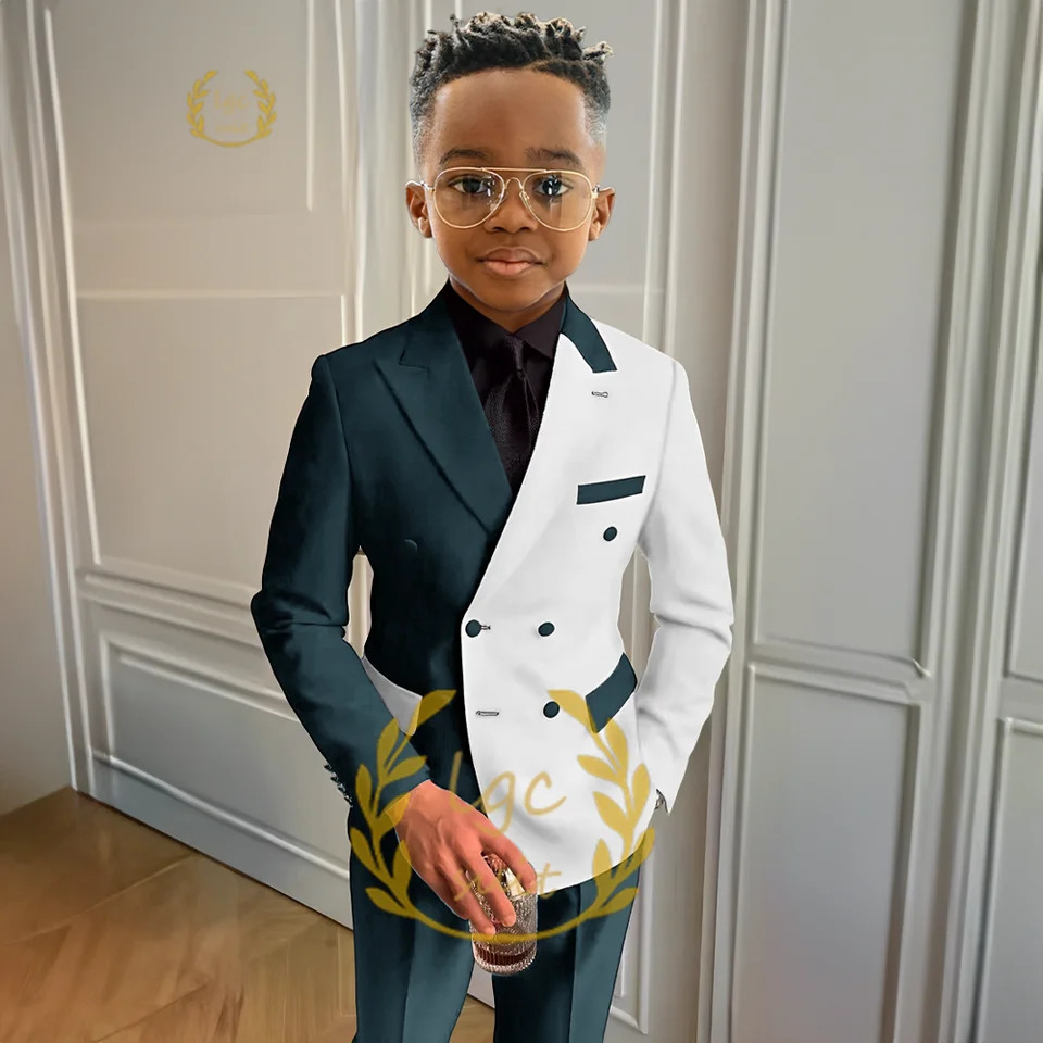 Boys suit dress color matching suit 2 piece set jacket trousers childrens fashion wedding party cocktail dinner suit 251017