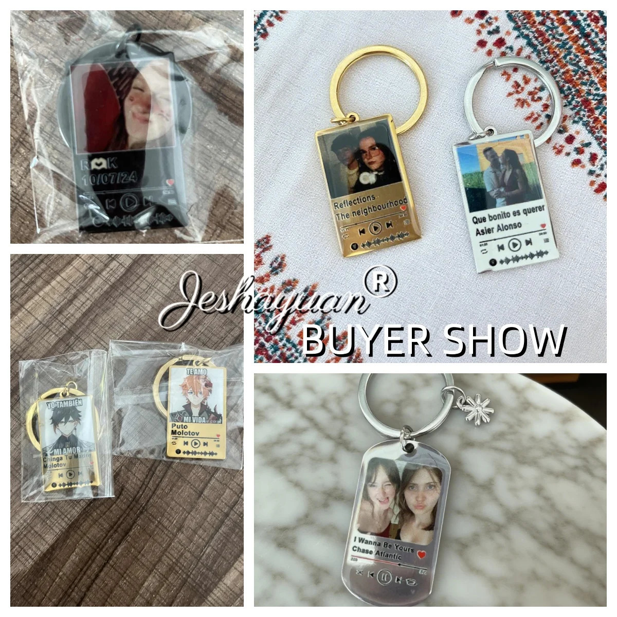 Jeshayuan Custom Picture Keychain Customized Music Song Key Ring Stainless Steel Personalized Po Keychains Gifts for Lover 251008