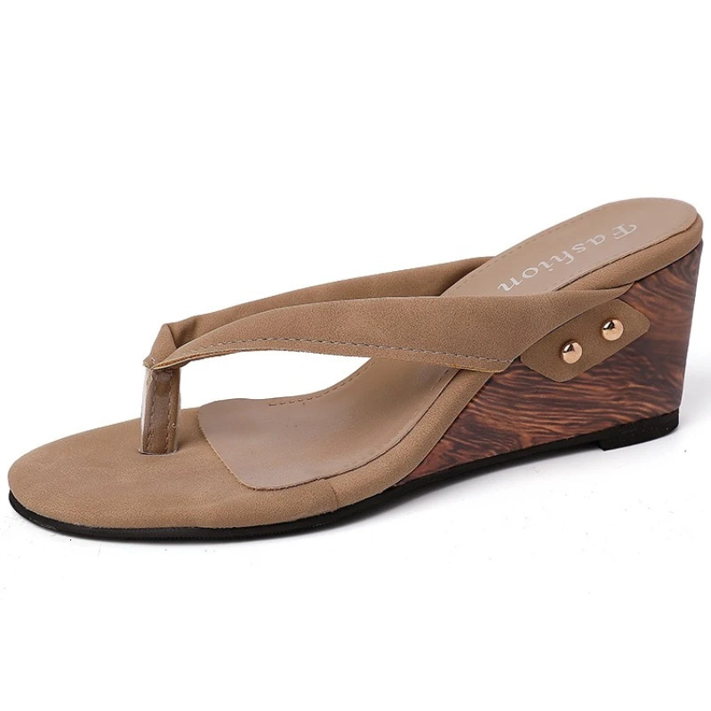 Summer Fashion Wedges Heel Flip Flop Outdoor Clip Toe Women Gladiator Slippers Ladies Beach Vacation Slides 251015