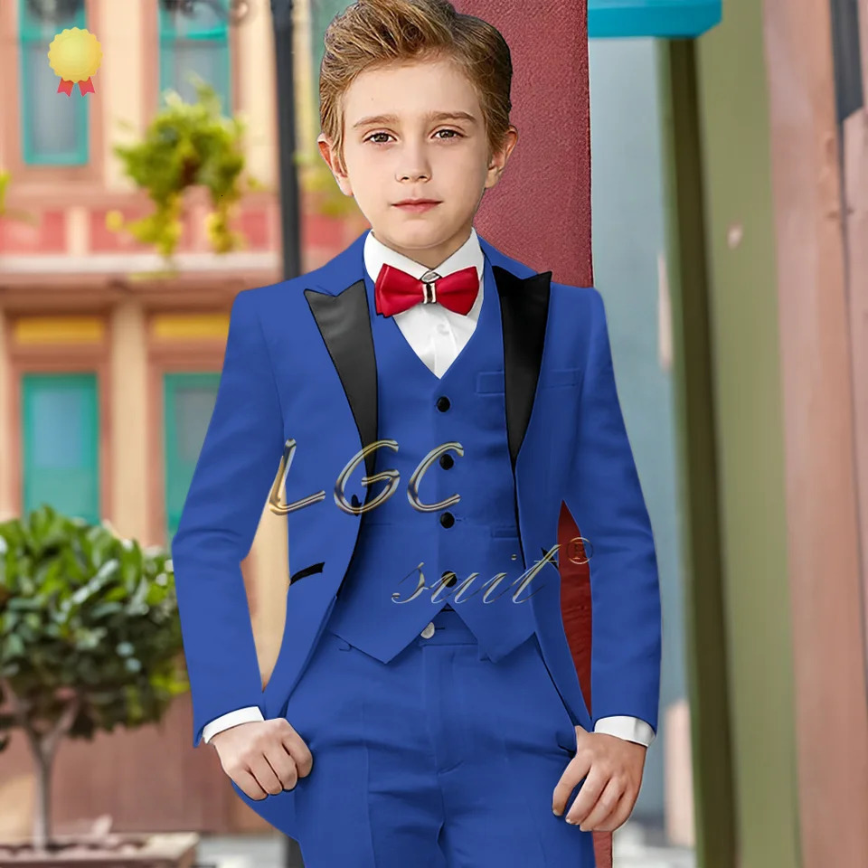 Boys shawl collar tuxedo 3piece set jacket vest trousers wedding party event celebration custom tuxedo suit 251017