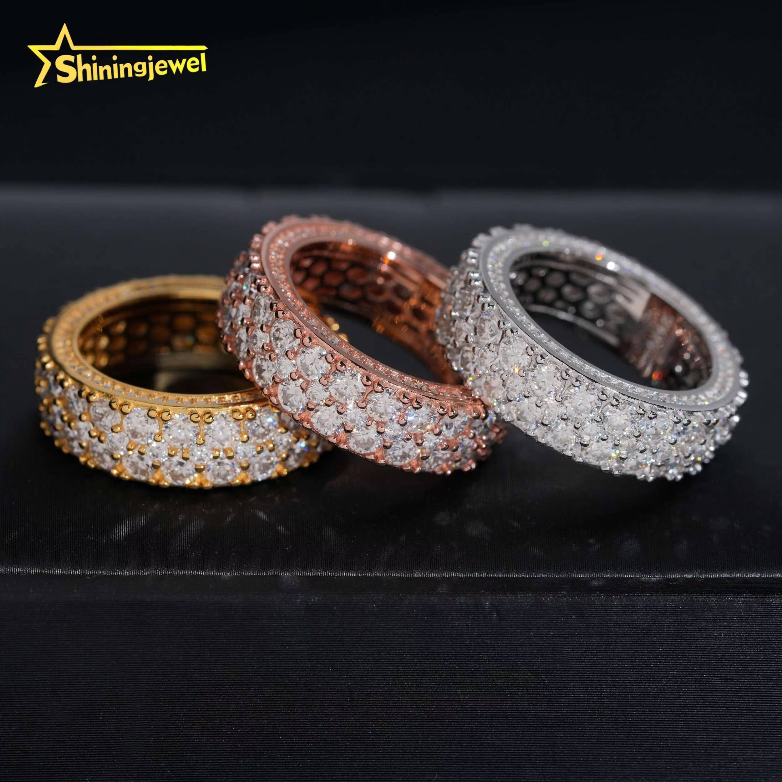 Pass Diamond Tester 925 Silver Iced Out Men Moissanite Diamond Ring Fashion Hip Hop Ring Gra Certified