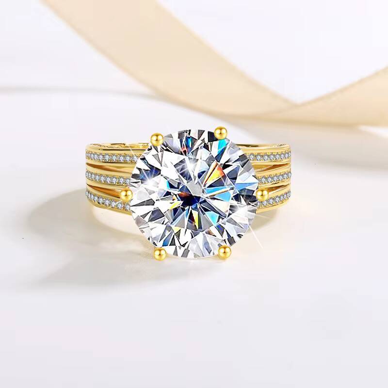 925 Silver Moissanite Ring Excellent Cut D Color 10 Carats Passes Diamond Test Engagement Ring for Gift Women Fine Jewelry