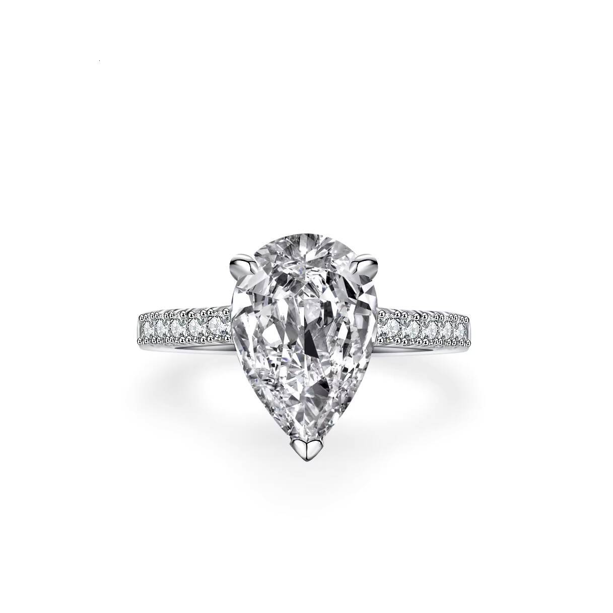 GRA Certified Tester Diamond Pear Cut 4 Carats Real Silver Ring Engagement Wedding Moissanite Ring for Women