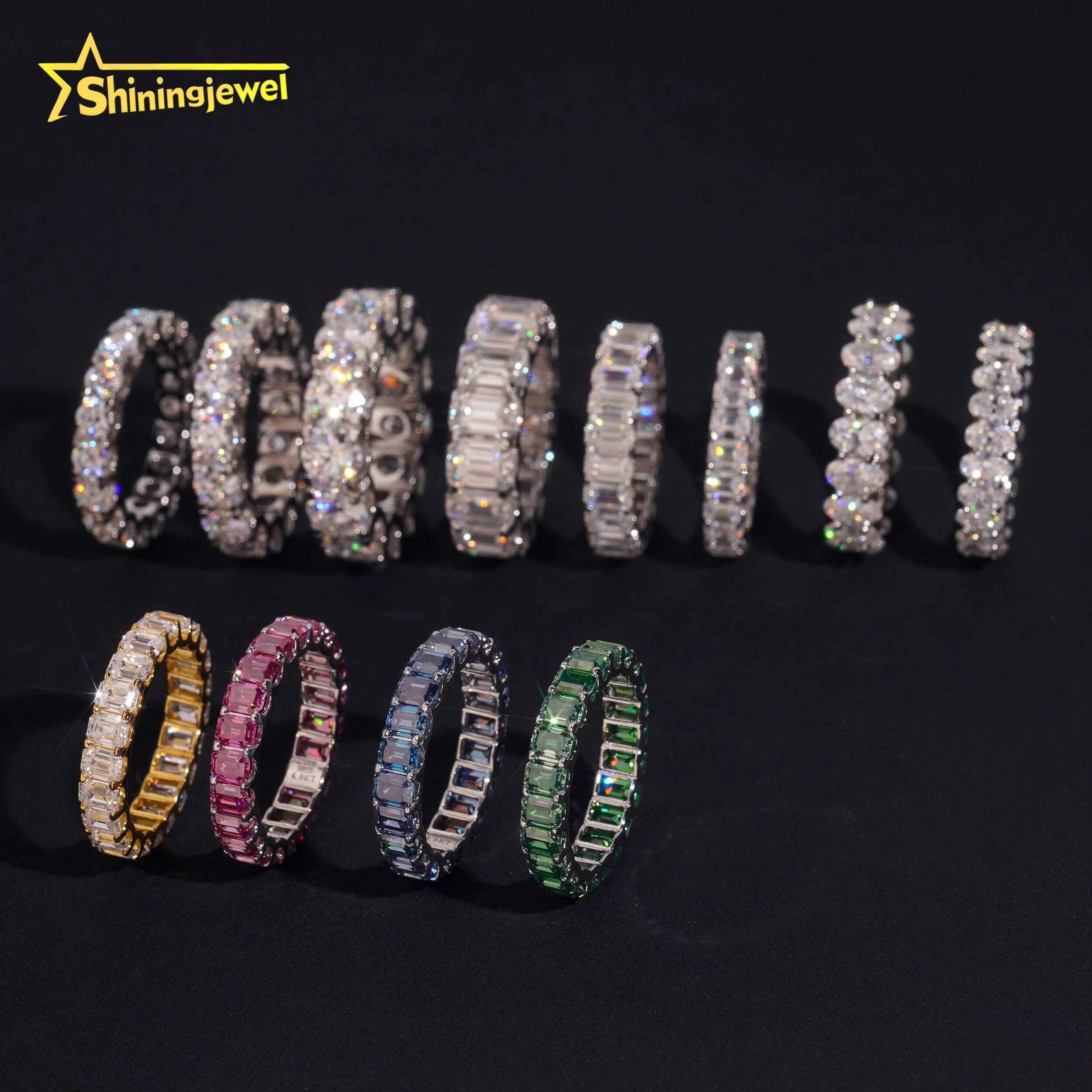 Fine Jewelry 925 Silver VVS D Color Fancy Cut Moissanite Engagement Ring Band Custom Iced Out Diamond Rings for Women