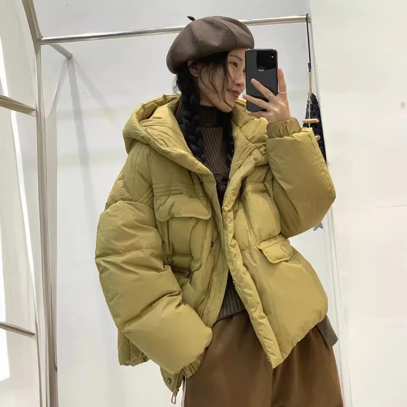 Winter Hooded Versatile Short Down Coats Women White Duck Jacket Thickened Warm Puffer Loose Over Size Outwear 251017