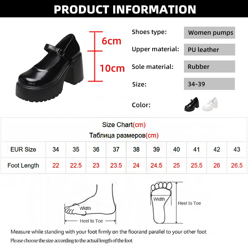 Black Super High Heels Mary Jane Shoes Women Goth Chunky Platform Pumps Woman Plus Size Ankle Buckle Party Lolita Shoes 42 251010