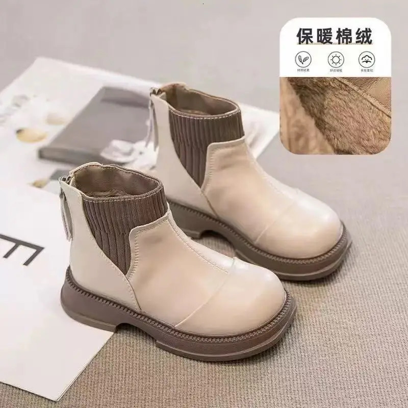 Kids Ankle Boots for Girls Winter Toddler Fleece Boots Nonslip Breathable Lining School Shoes for Girls Boots 46years 251017