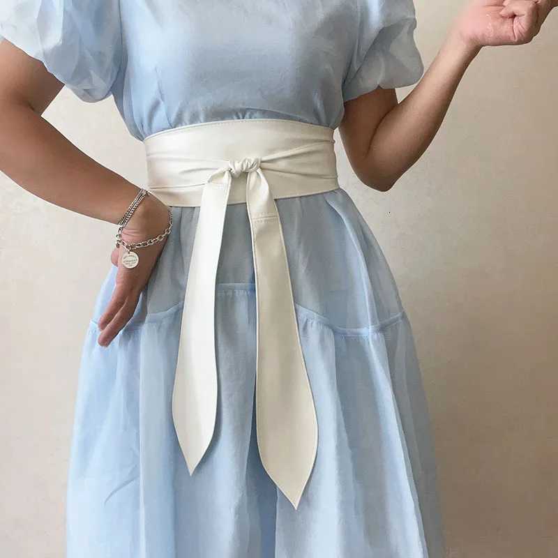 10x230cm Black Bowknot Belt Lace Up Tied Knot Corset PU Wide Belts Waistband Elegant Dress Coat Girdle For Women W251018