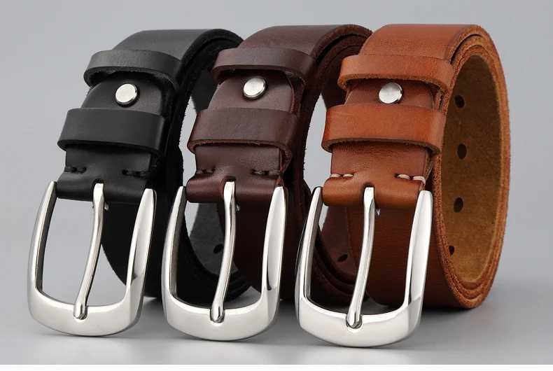 Belt mens genuine leather needle buckle layer genuine cowhide retro mens belt handmade casual trend mens belt cowhide W251018