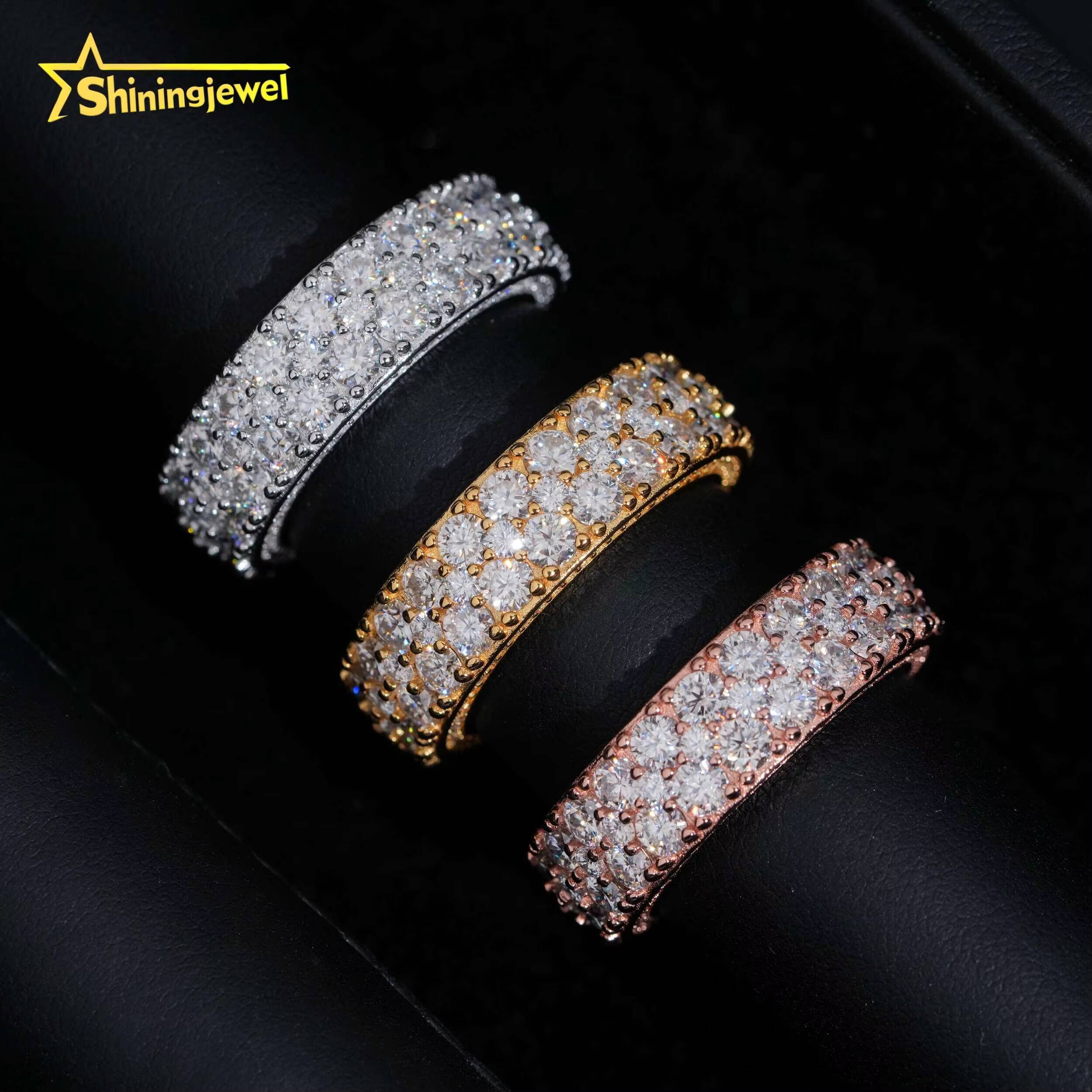 Pass Diamond Tester 925 Silver Iced Out Men Moissanite Diamond Ring Fashion Hip Hop Ring Gra Certified