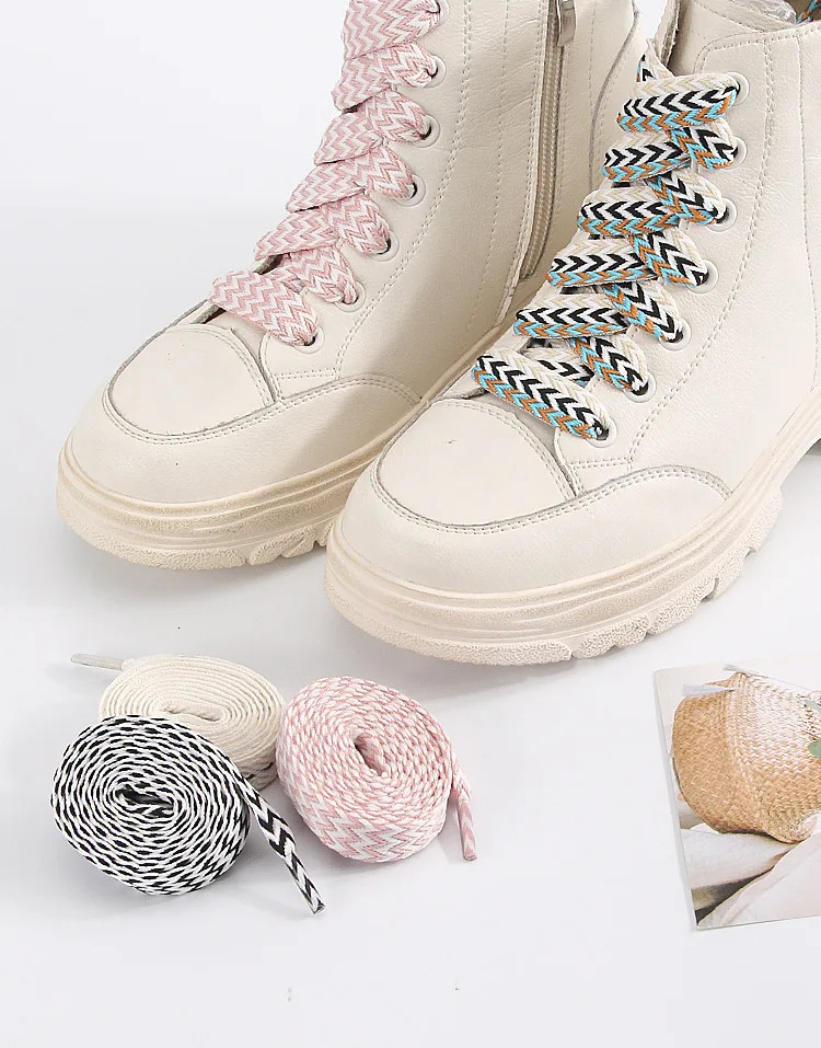 1Pair 15CM Wide Wave Fat Shoelaces Women Men Casual Flat Shoe Laces Replacement Sneaker Lace Shoe Stings Shoelace 251013